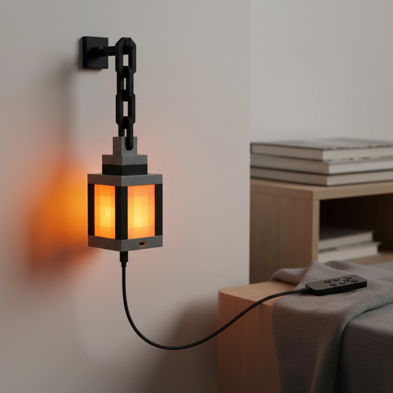 Veilleuse Portable Style Pixel, Lanterne Décorative 16 Couleurs