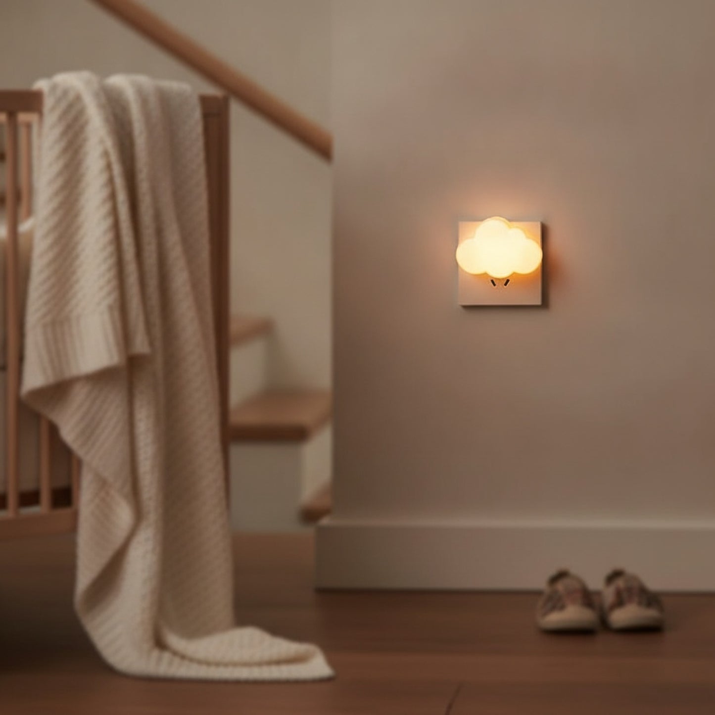 Veilleuse LED Nuage avec Détecteur de Mouvement - Lumière Chaude pour Chambre d'Enfant, Couloir, Escalier