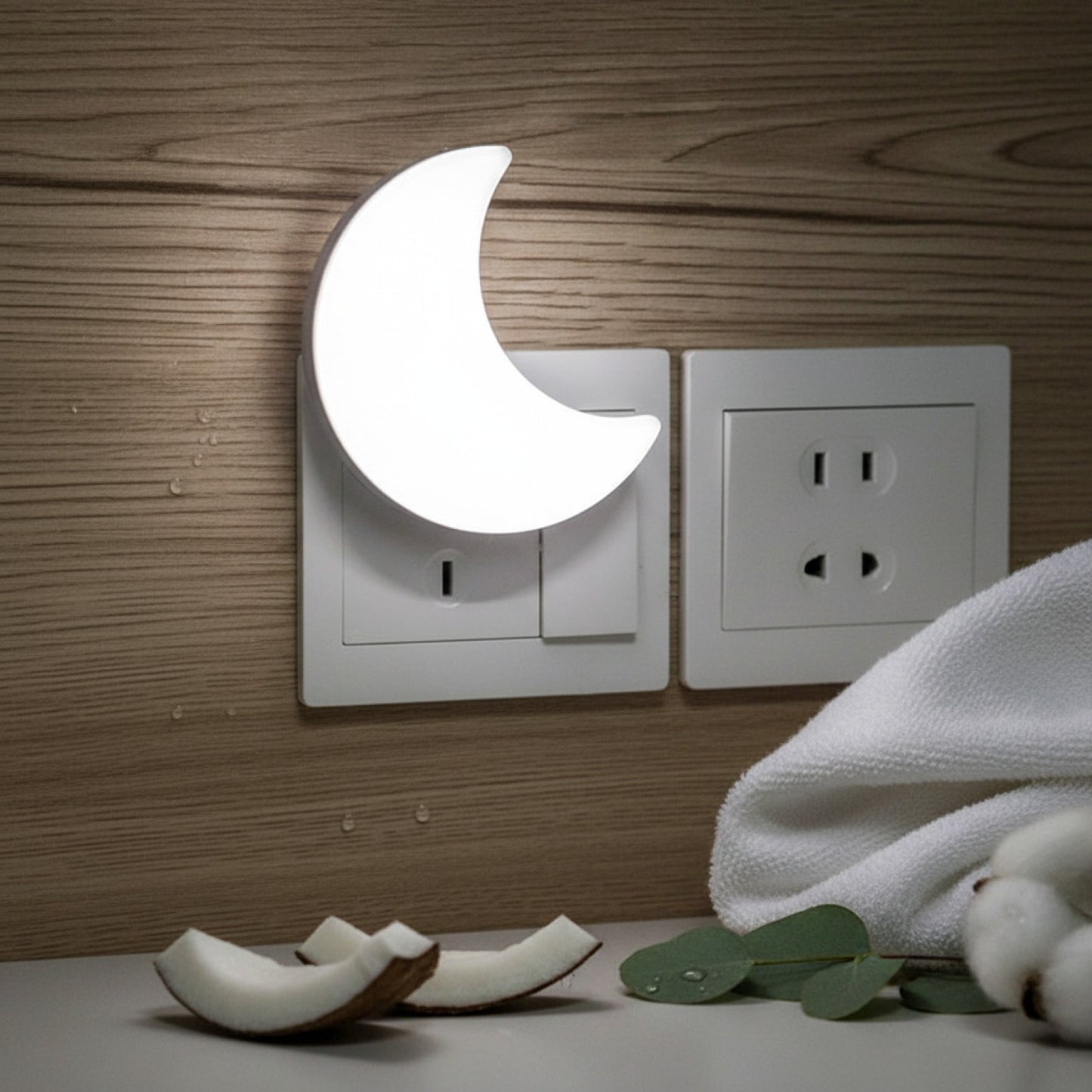 Veilleuse LED Lune Murale - Mini Lampe de Nuit pour Chambre d'Enfant, Salon (Prise EU/US)