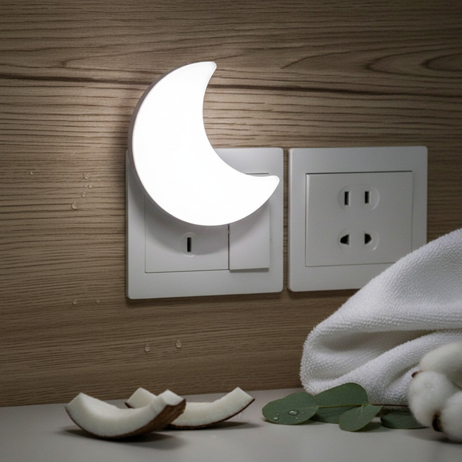 Veilleuse LED Lune Murale - Mini Lampe de Nuit pour Chambre d'Enfant, Salon (Prise EU/US)
