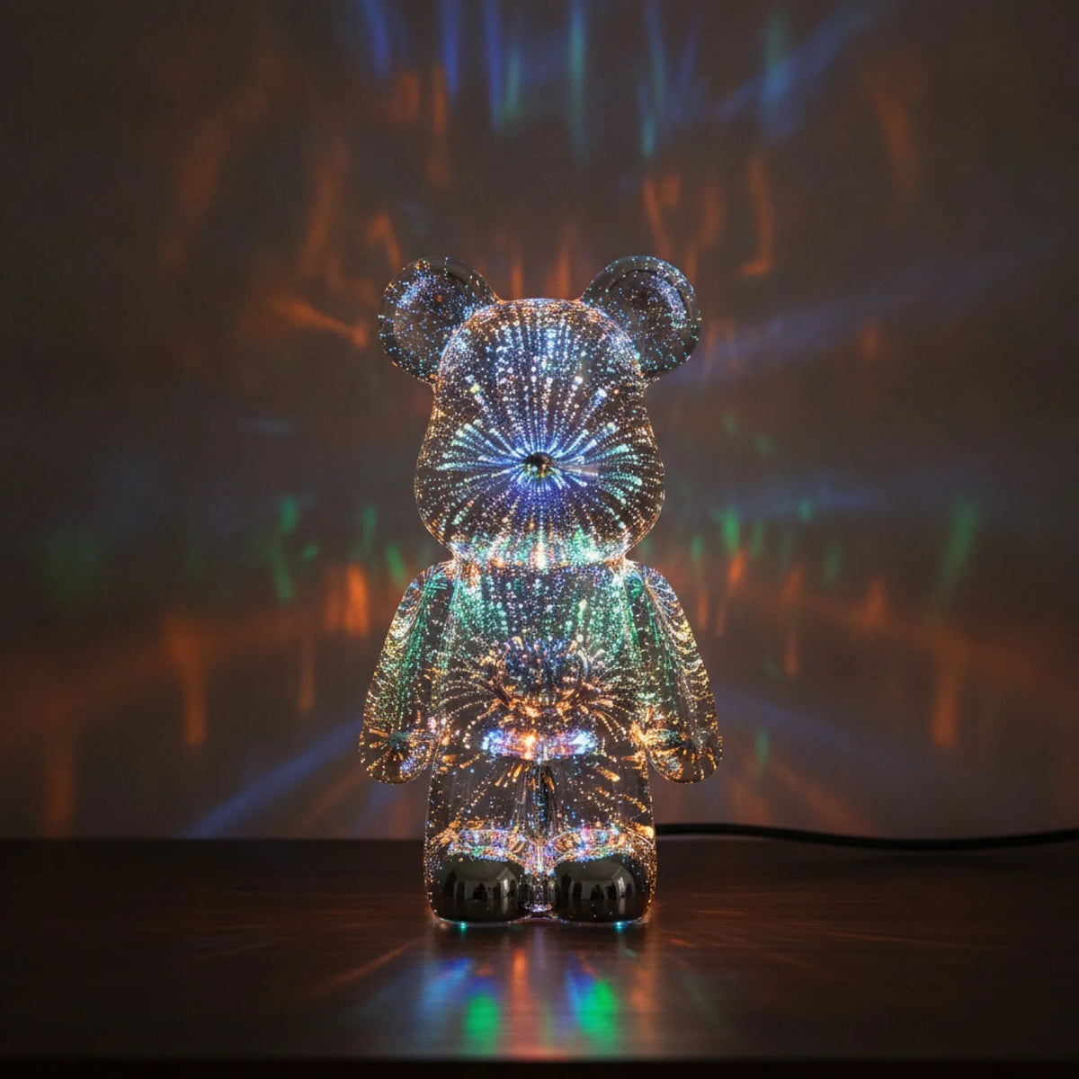 Veilleuse Projecteur Ours 3D Feux d'Artifice LED