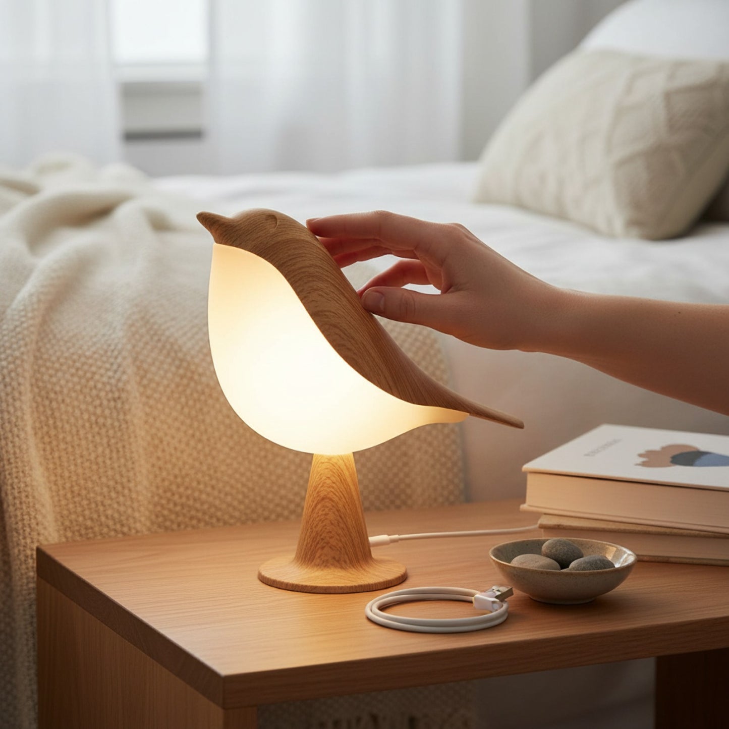Veilleuse LED Tactile Style Art Déco - Rechargeable, Dimmable, Sans Fil pour Toutes Pièces