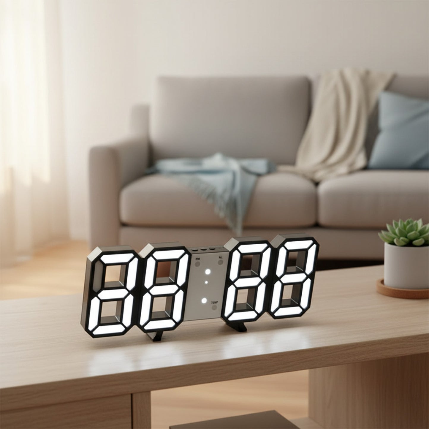 Veilleuse Horloge Murale LED Digitale 3D : Affichage Heure, Date et Température