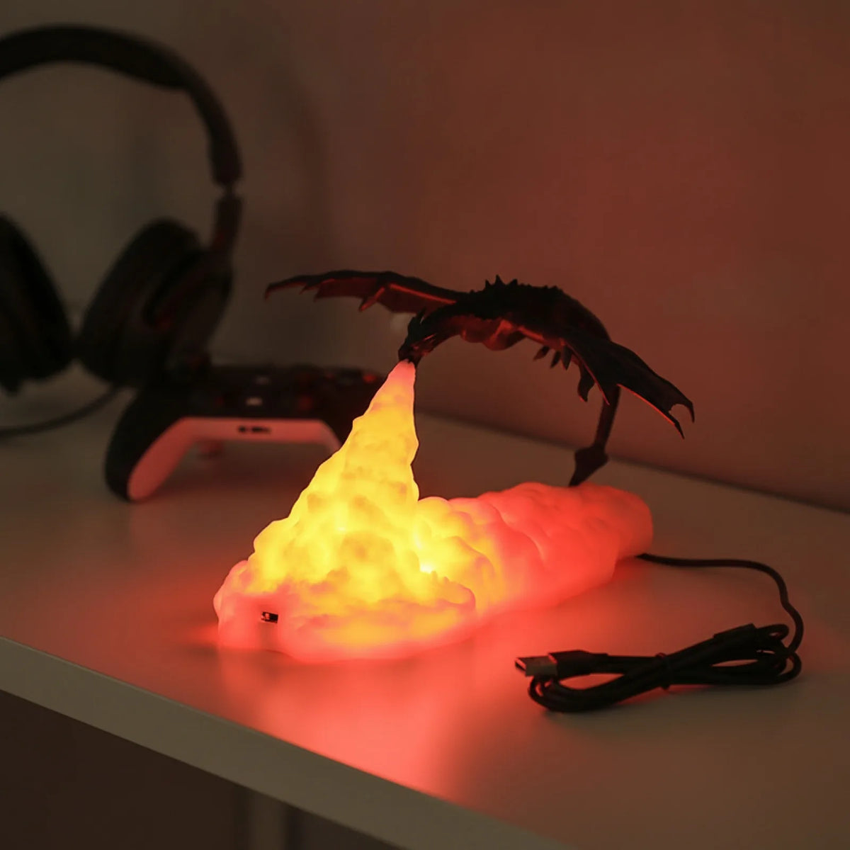 Lampe Dragon de Feu 3D : Déco Fantasy & Cadeau Original