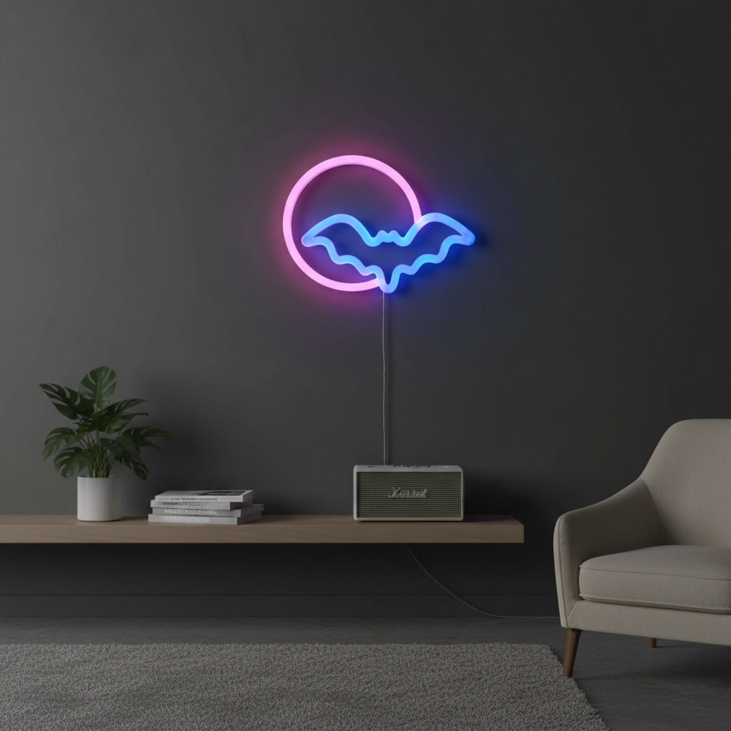 Veilleuse LED Néon Gamepad Fire Moon Star - Décoration Murale Lumineuse