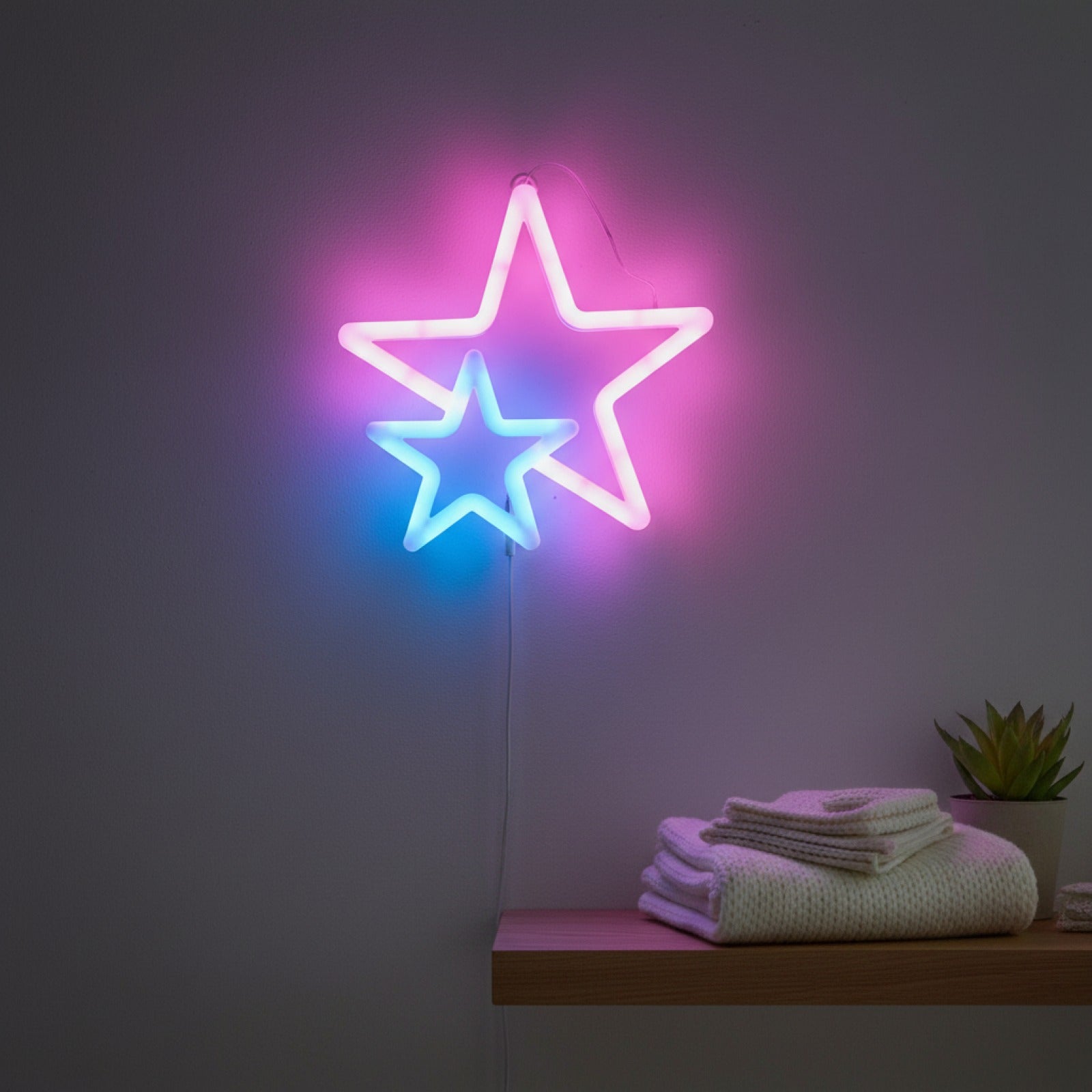 Veilleuse LED Néon "Fire Moon Star" pour Mur - Décoration Lumineuse Ambiance