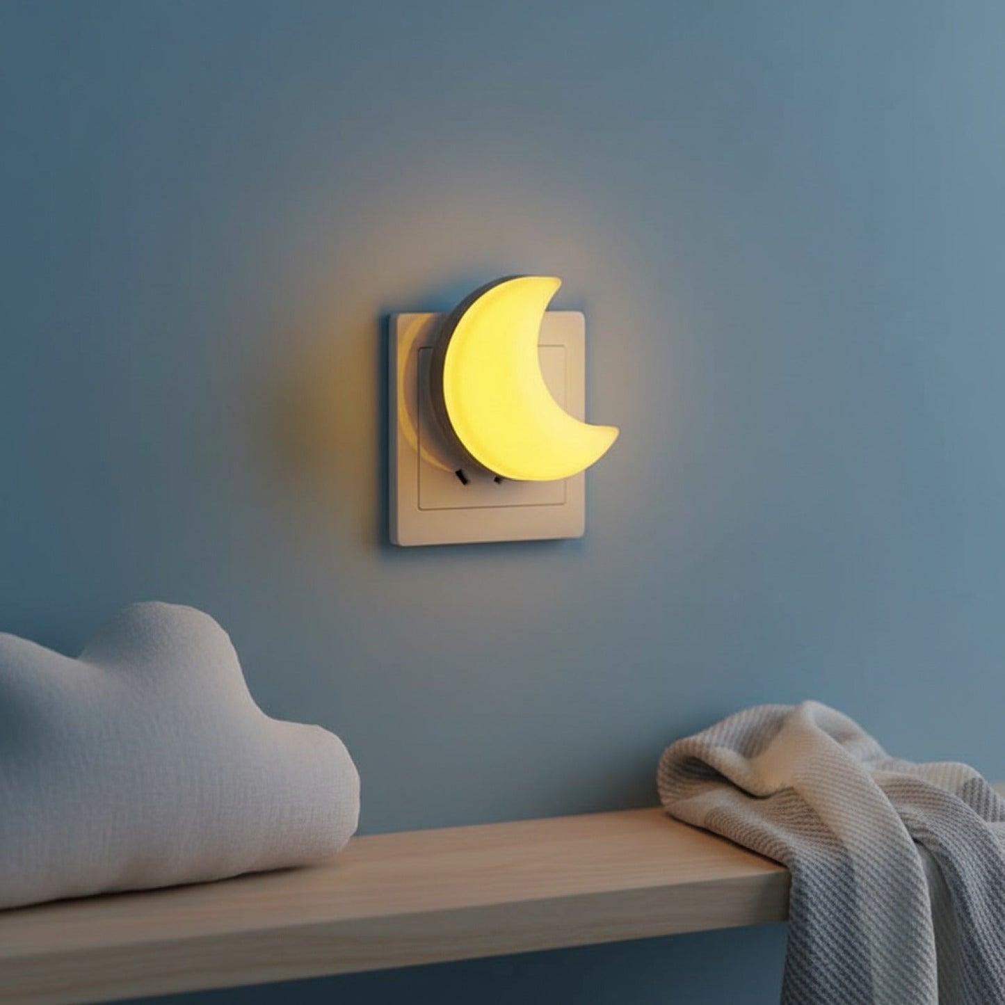 Veilleuse LED Lune Murale - Lampe de Nuit Bébé, Enfant & Adulte - Prise EU