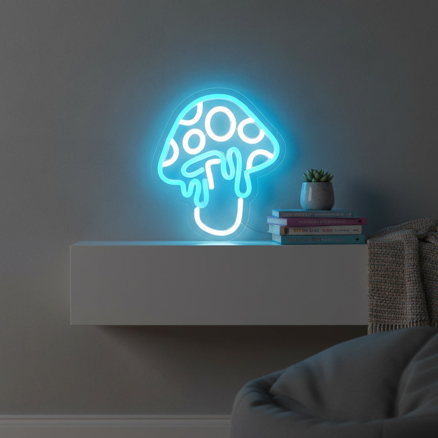 Veilleuse Néon Champignon LED - Décoration Murale 3D pour Chambre et Salle de Jeux