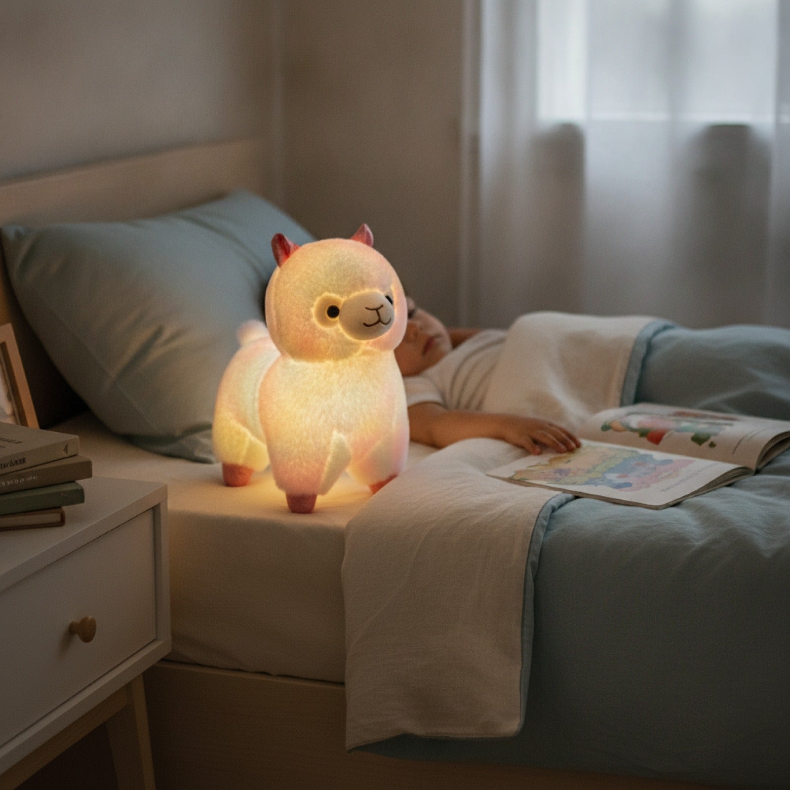 Veilleuse Peluche Alpaga Lumineuse 27cm - Douce et Réconfortante pour Enfants