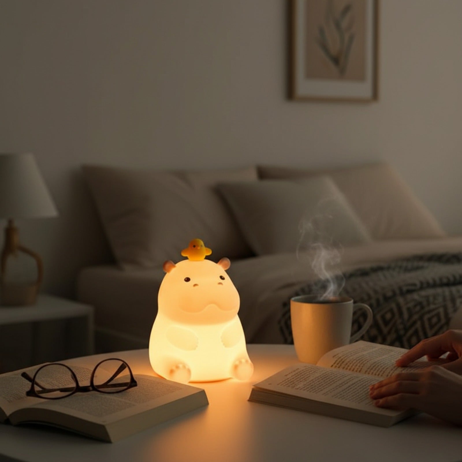 Veilleuse Hippo en Silicone Rechargeable USB - Cadeau Original & Lampe d'Appoint