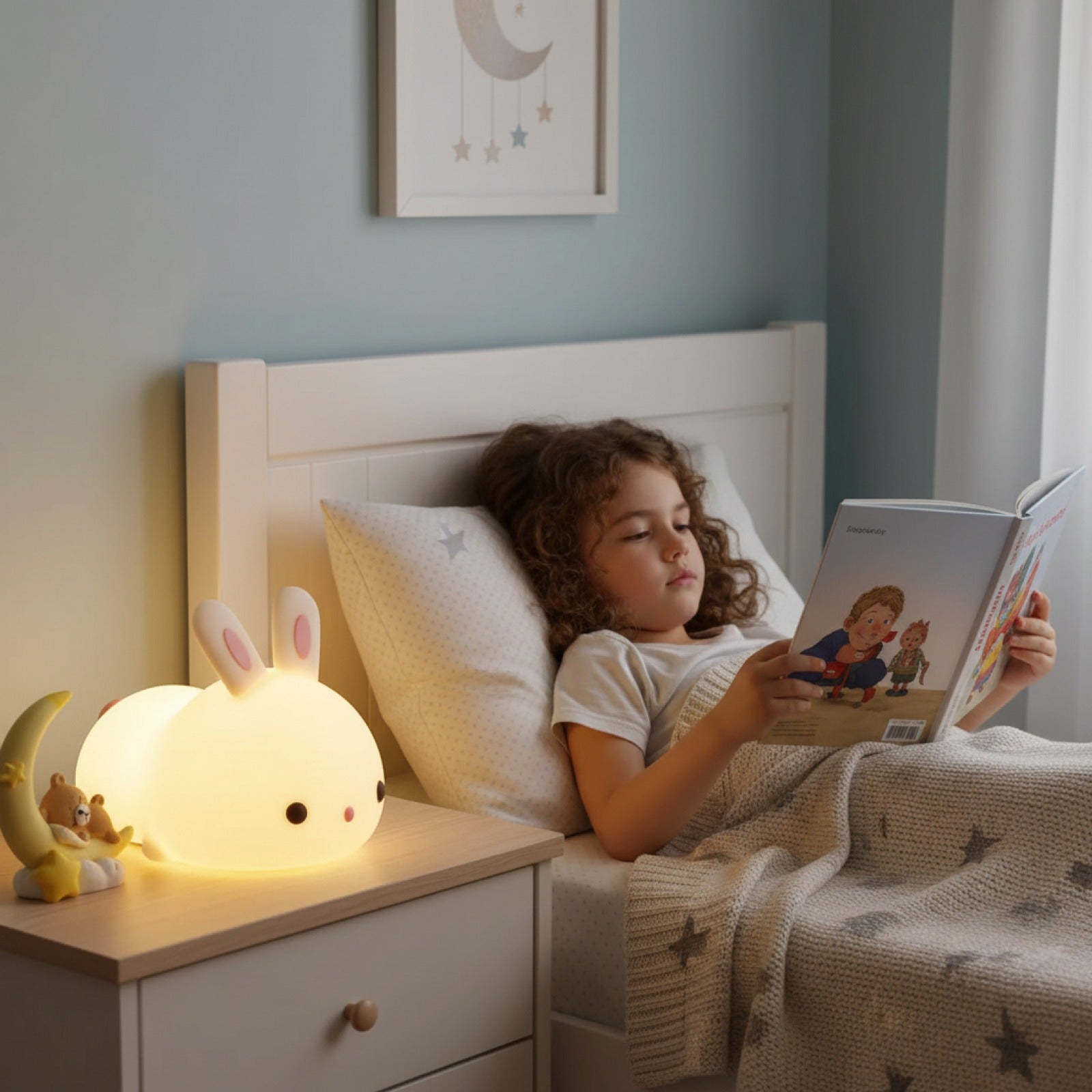 Veilleuse Lapin Câlin Tactile et Rechargeable pour Enfant