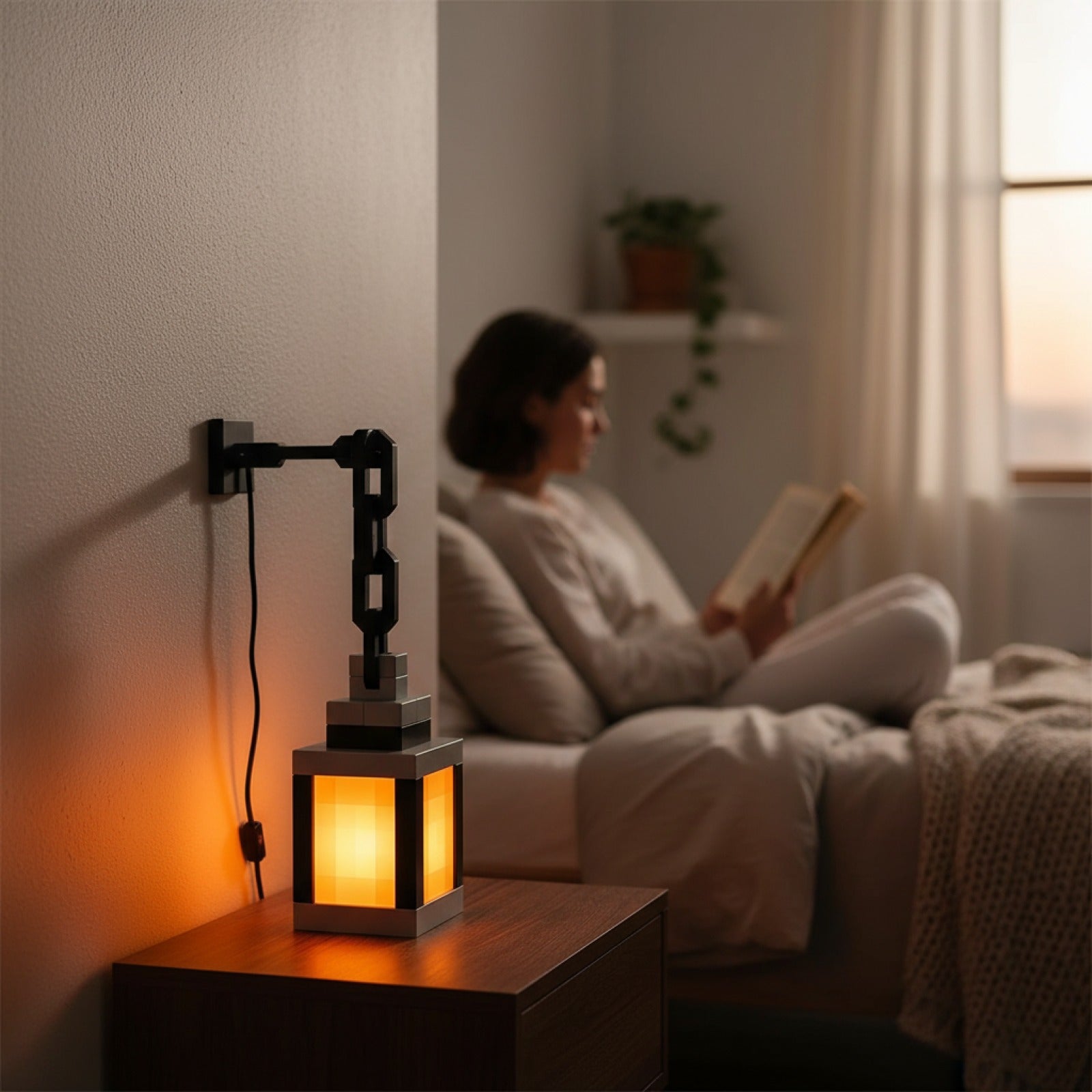 Veilleuse Portable Style Pixel, Lanterne Décorative 16 Couleurs