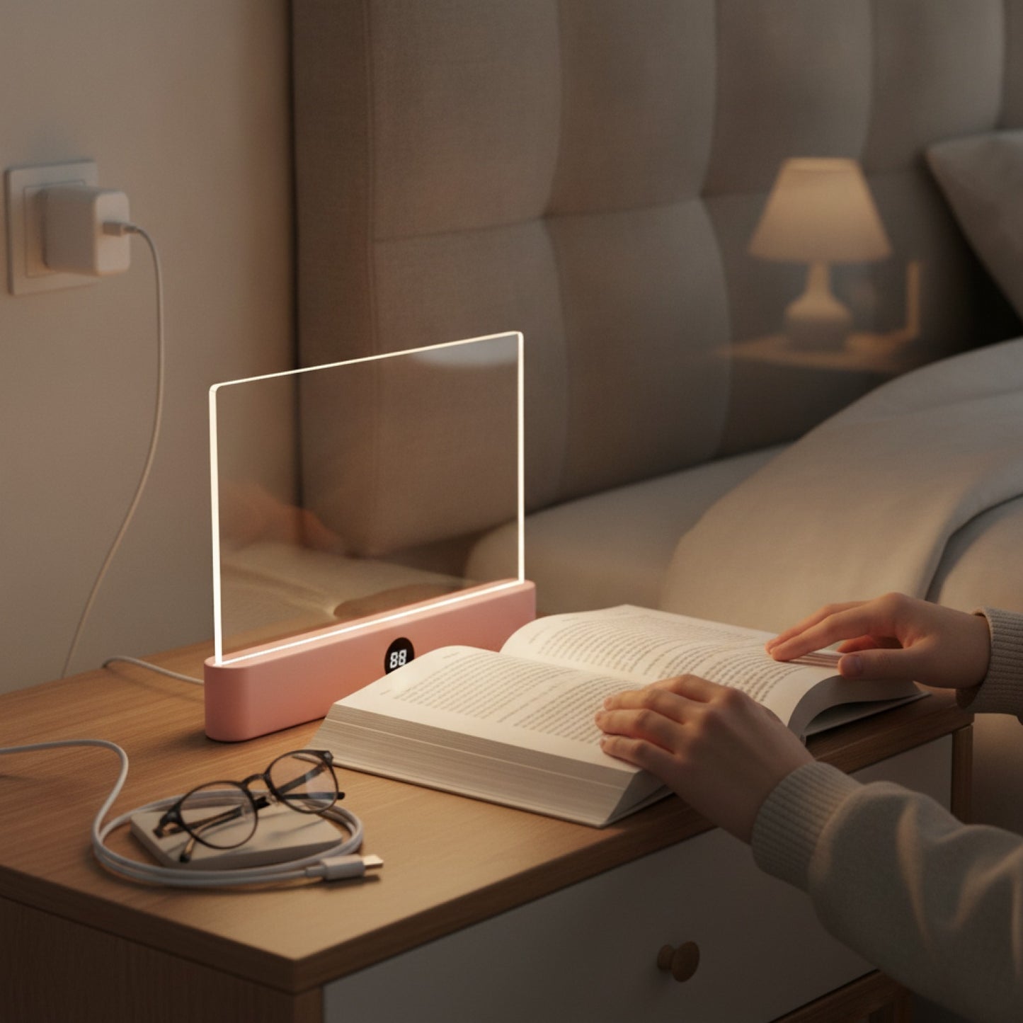 Veilleuse LED Plate Rechargeable USB - Lampe de Lecture avec Protection Oculaire