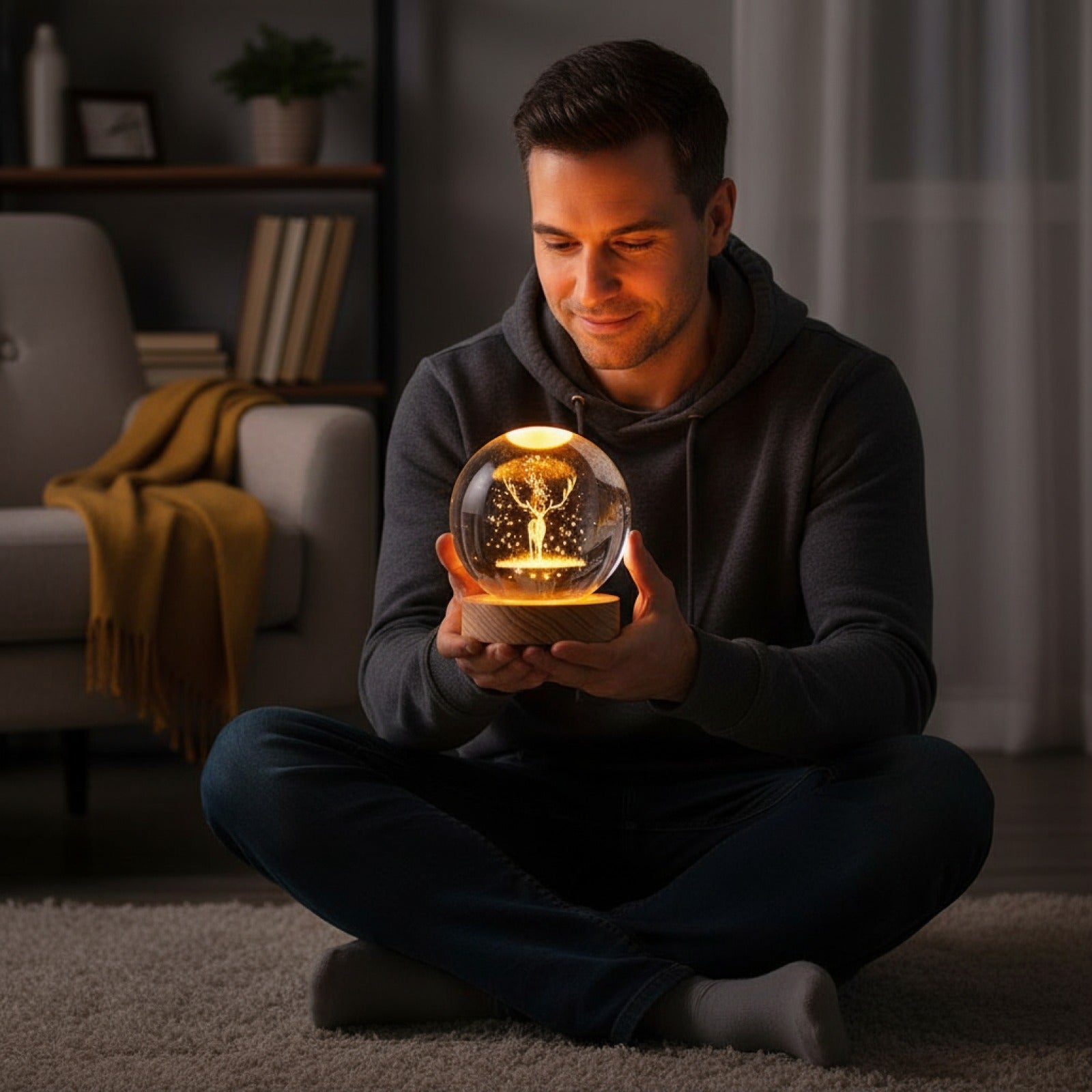 Veilleuse Sphère Cristal 3D - Décoration Cosmique Lumineuse