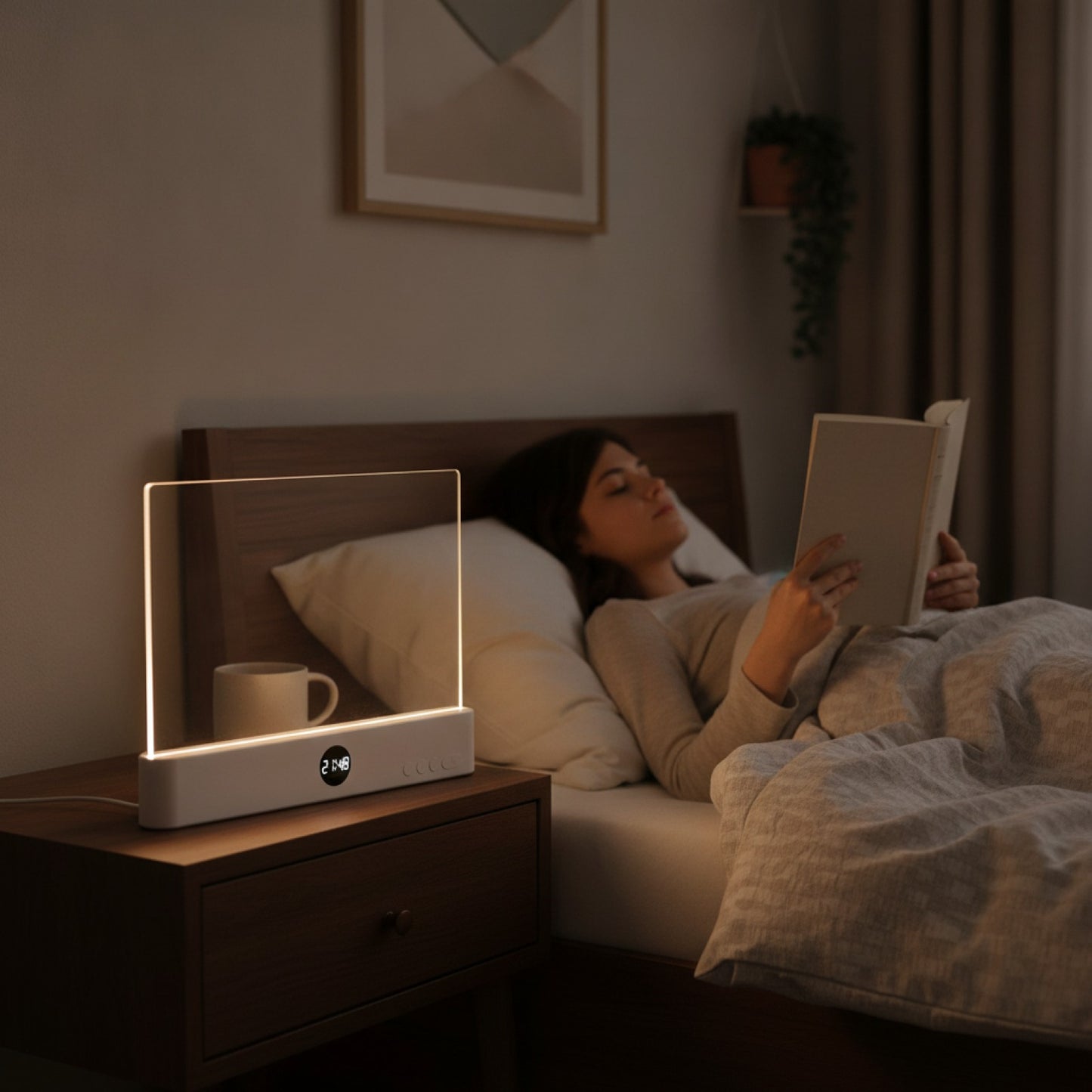 Veilleuse LED Plate avec Protection Oculaire, Rechargeable USB
