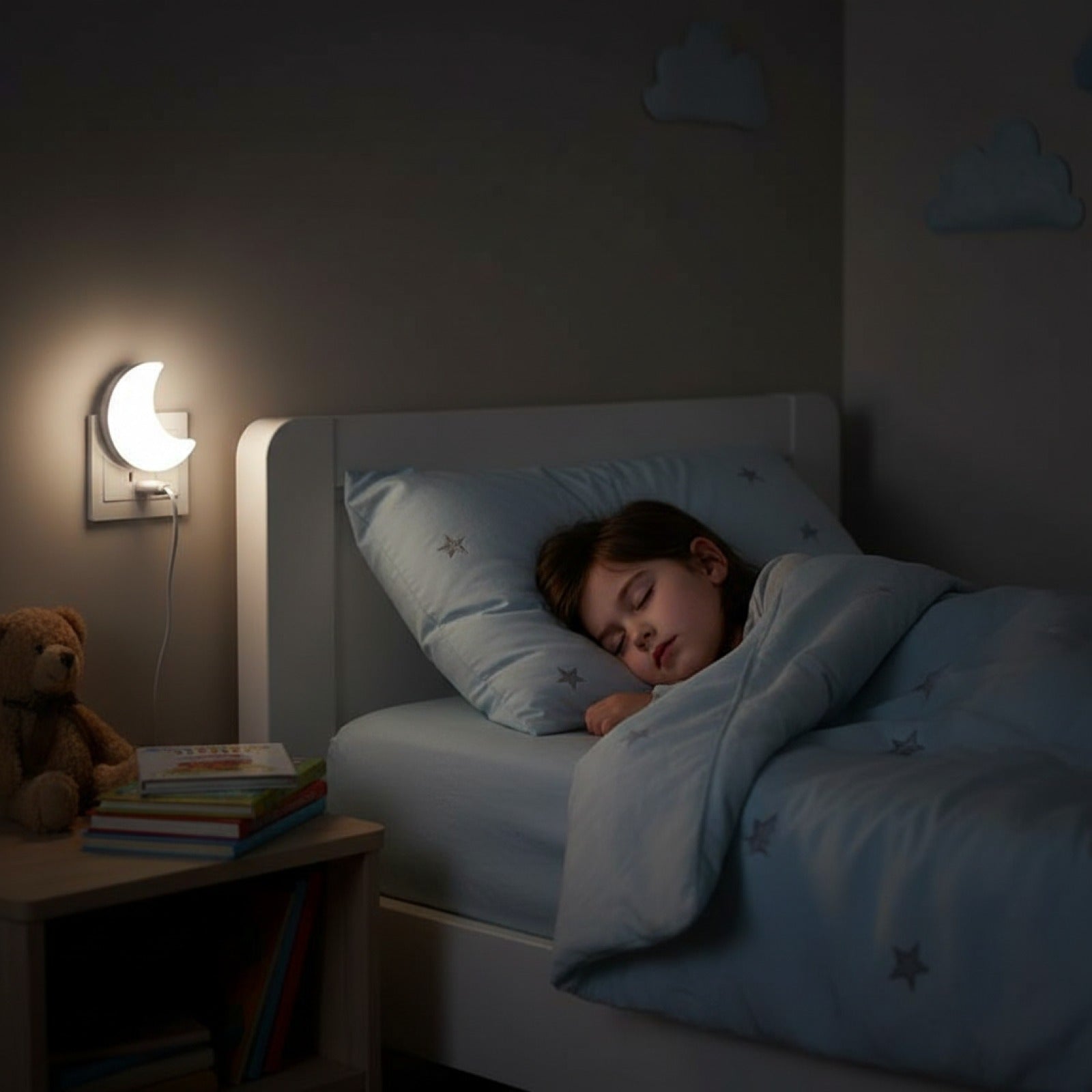 Veilleuse LED Lune Murale - Mini Lampe de Nuit pour Chambre d'Enfant, Salon (Prise EU/US)