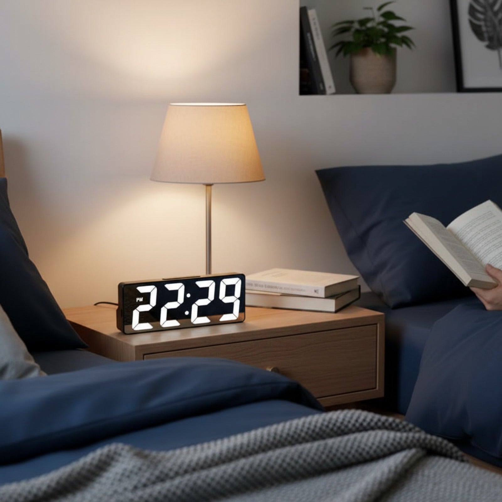 Veilleuse Horloge Numérique LED avec Affichage Température et Luminosité Réglable