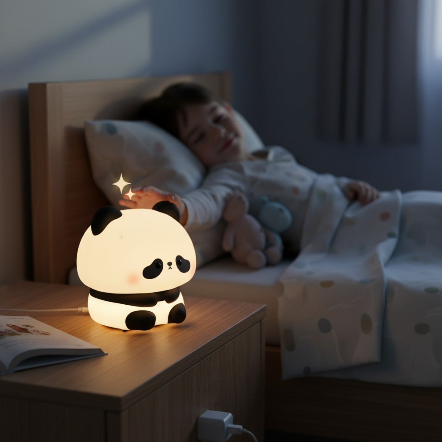 Veilleuse Panda LED Silicone Rechargeable USB - Lampe de Nuit Tactile Cadeau Enfant