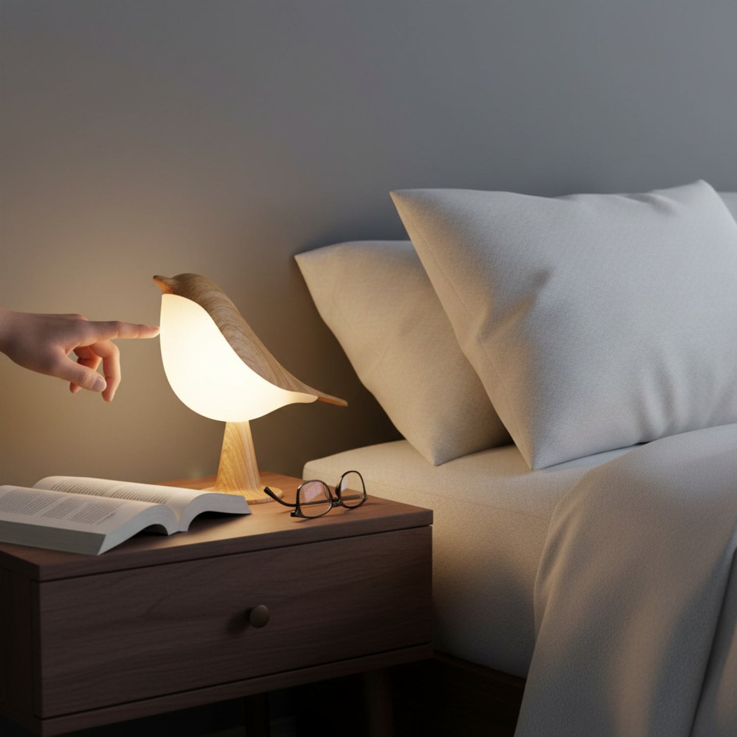 Veilleuse LED Tactile Style Art Déco - Rechargeable, Dimmable, Sans Fil pour Toutes Pièces