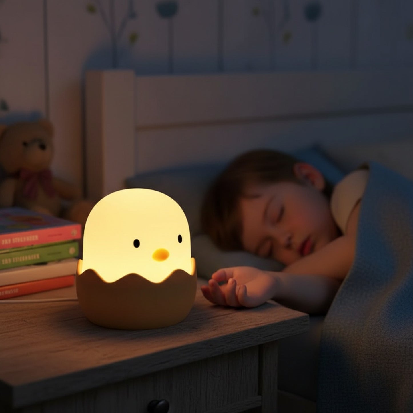Veilleuse LED Poule en forme d'œuf - Lumière Chaude Réglable et Rechargeable