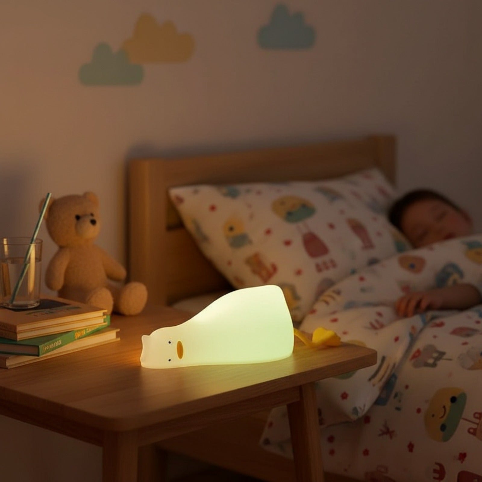 Veilleuse Canard LED Silicone Rechargeable Tactile Lampe de Chevet Cartoon Cadeau Enfant