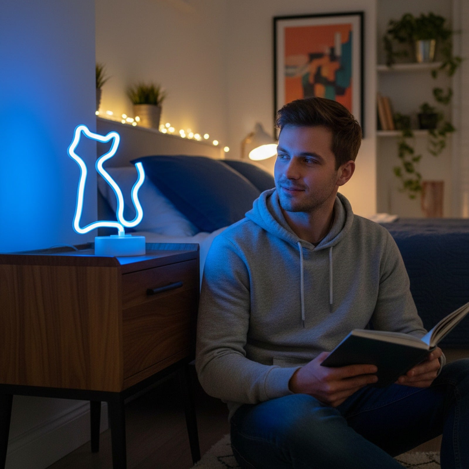 Veilleuse Néon LED Chat - Lumière d'Ambiance USB/Batterie pour Chambre et Fête