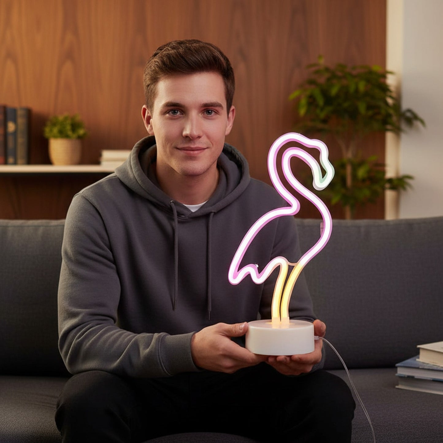 Veilleuse LED Flamingo - Décoration Lumineuse USB/Batterie pour Fête, Cadeau Saint-Valentin