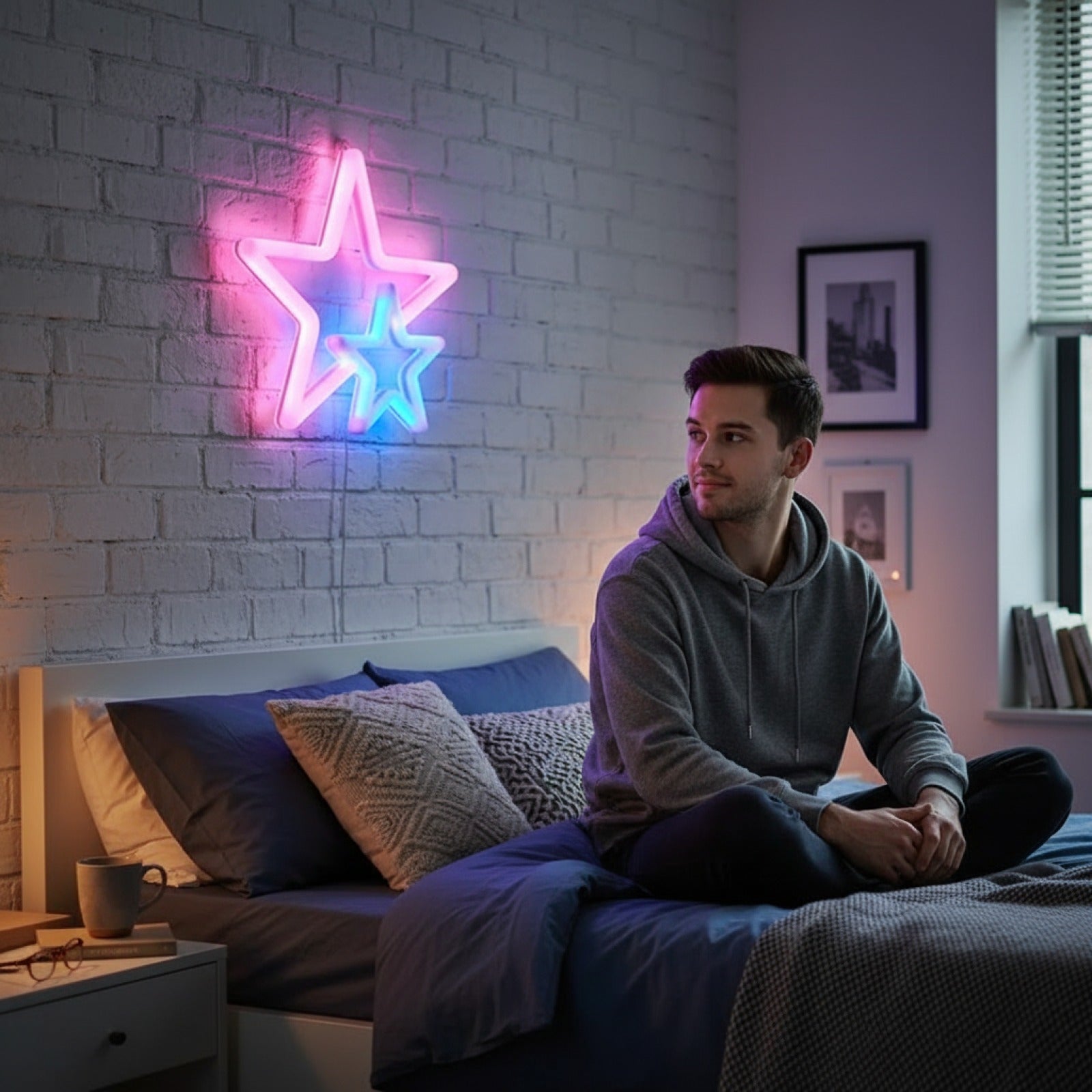 Veilleuse LED Néon "Fire Moon Star" pour Mur - Décoration Lumineuse Ambiance