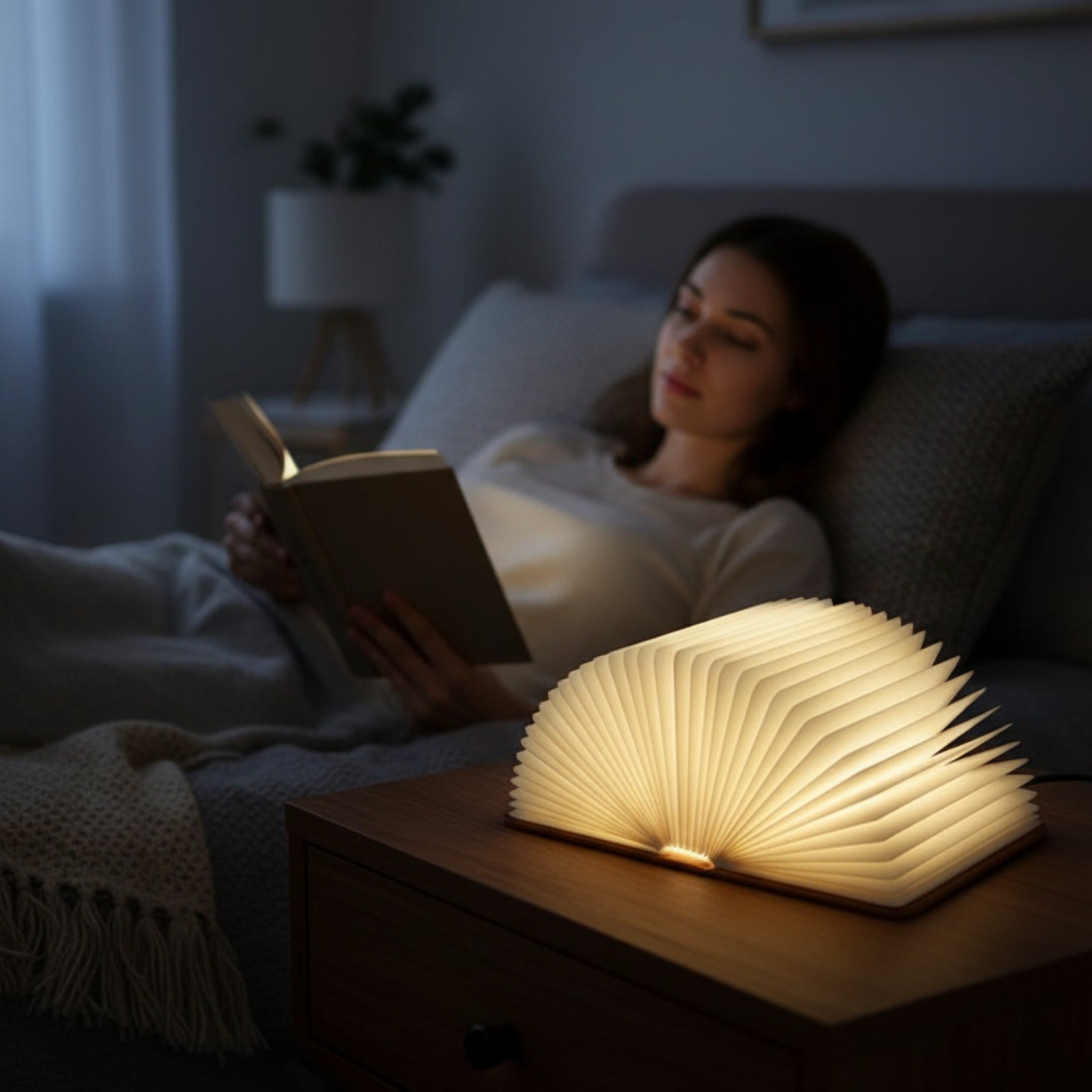 Veilleuse LED Créative Pliable RGB Rechargeable USB, Lampe Livre Décorative pour Chambre, Bureau - Cadeau Anniversaire Enfant