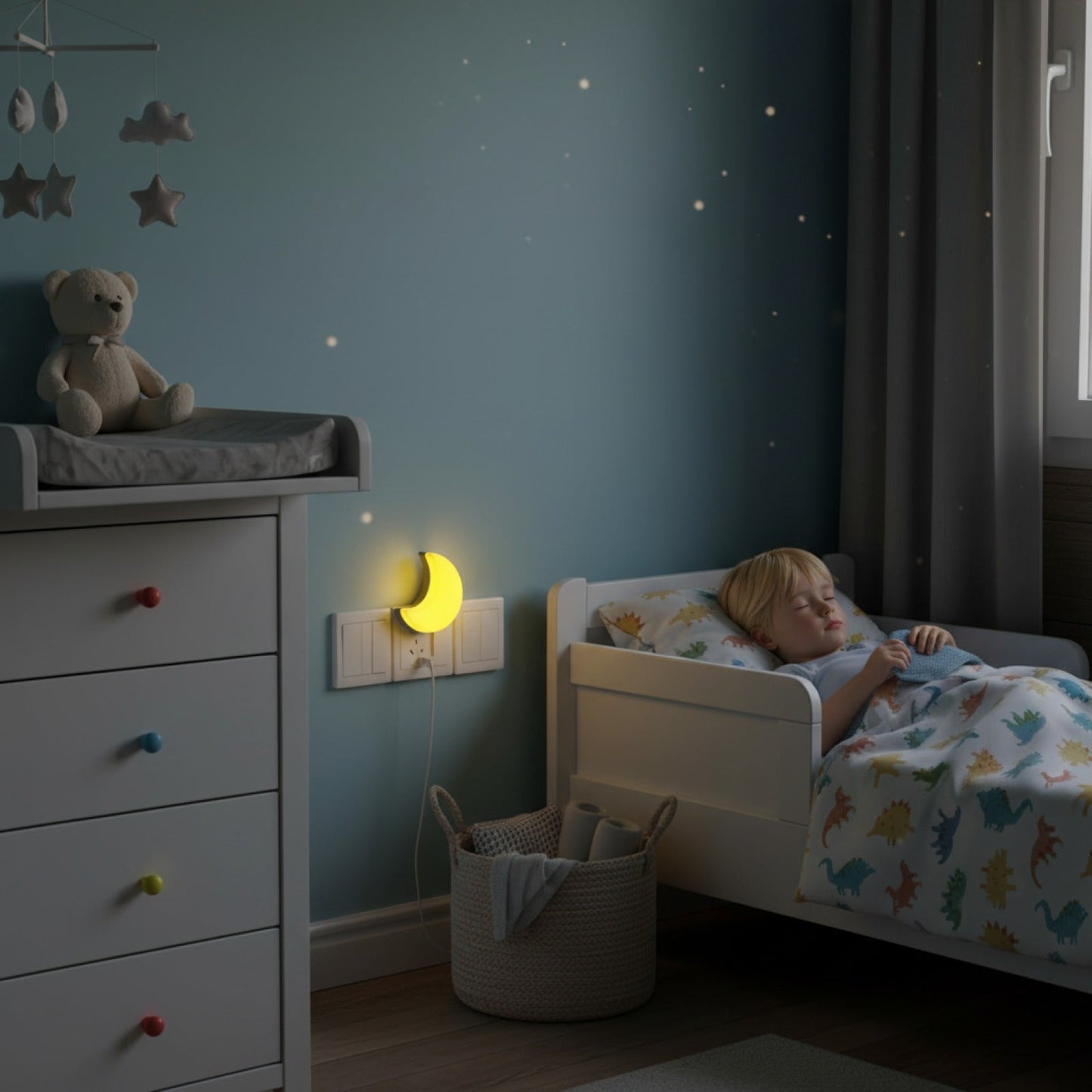 Veilleuse LED Lune Murale - Lampe de Nuit Bébé, Enfant & Adulte - Prise EU