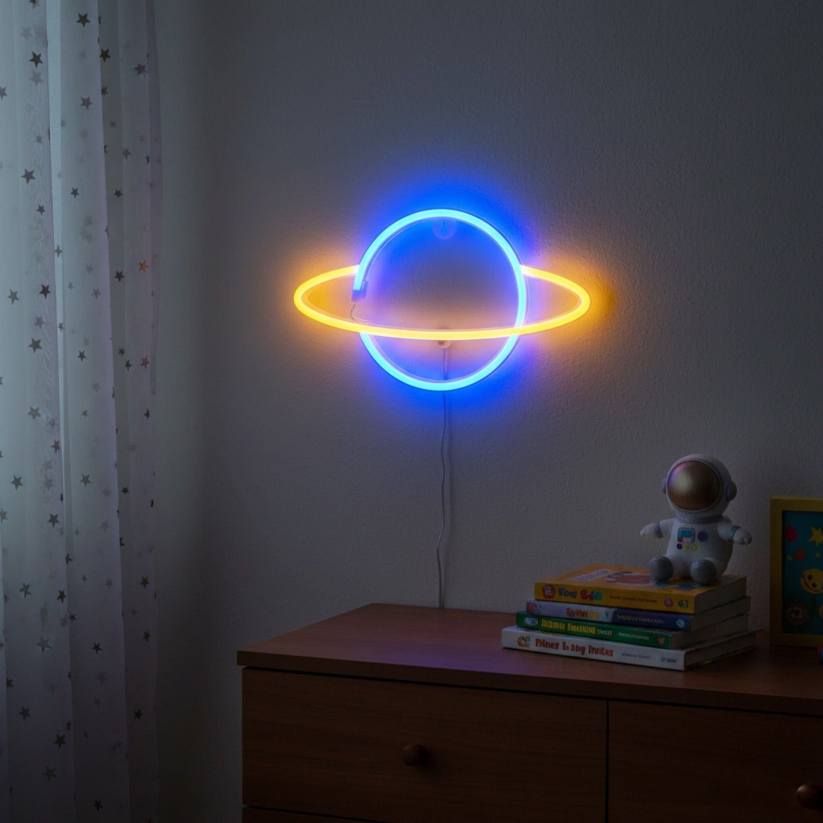 Veilleuse LED Murale Décorative Planète Rose/Bleu - Cadeau Idéal pour Chambre d'Enfant et Salle de Jeu