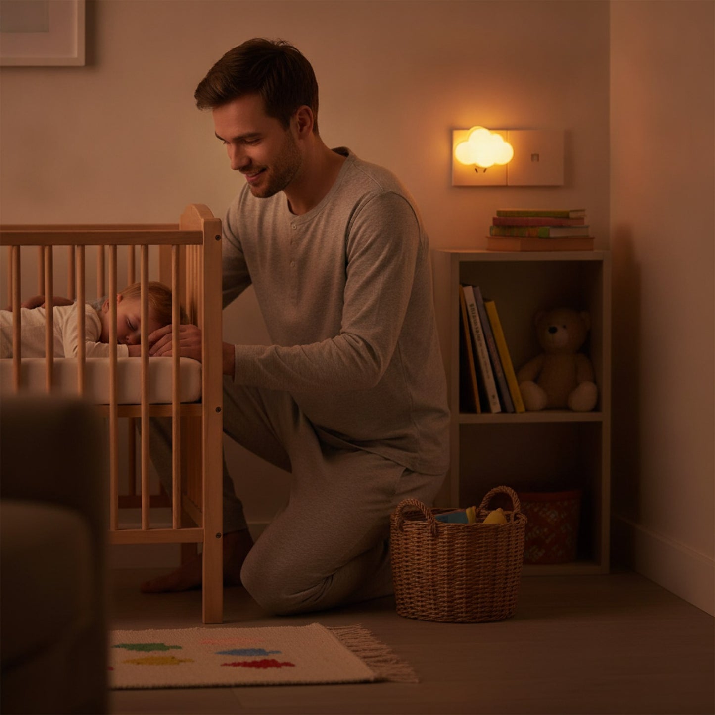 Veilleuse LED Nuage avec Détecteur de Mouvement - Lumière Chaude pour Chambre d'Enfant, Couloir, Escalier