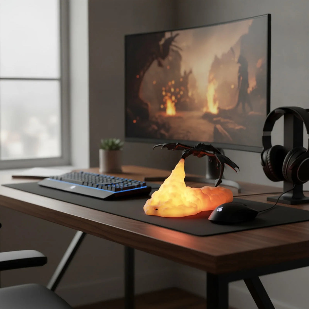 Lampe Dragon de Feu 3D : Déco Fantasy & Cadeau Original