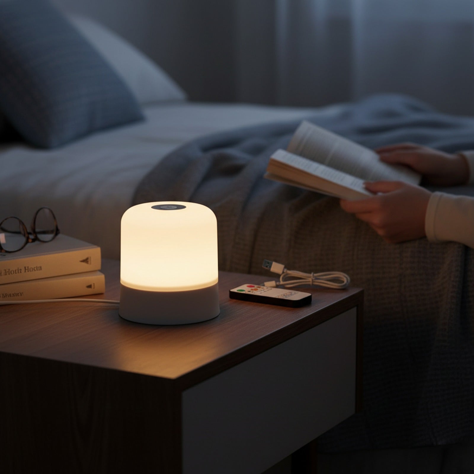 Veilleuse Tactile Rechargeable RGB Dimmable avec Télécommande - Lampe d'Ambiance pour Chambre et Salon