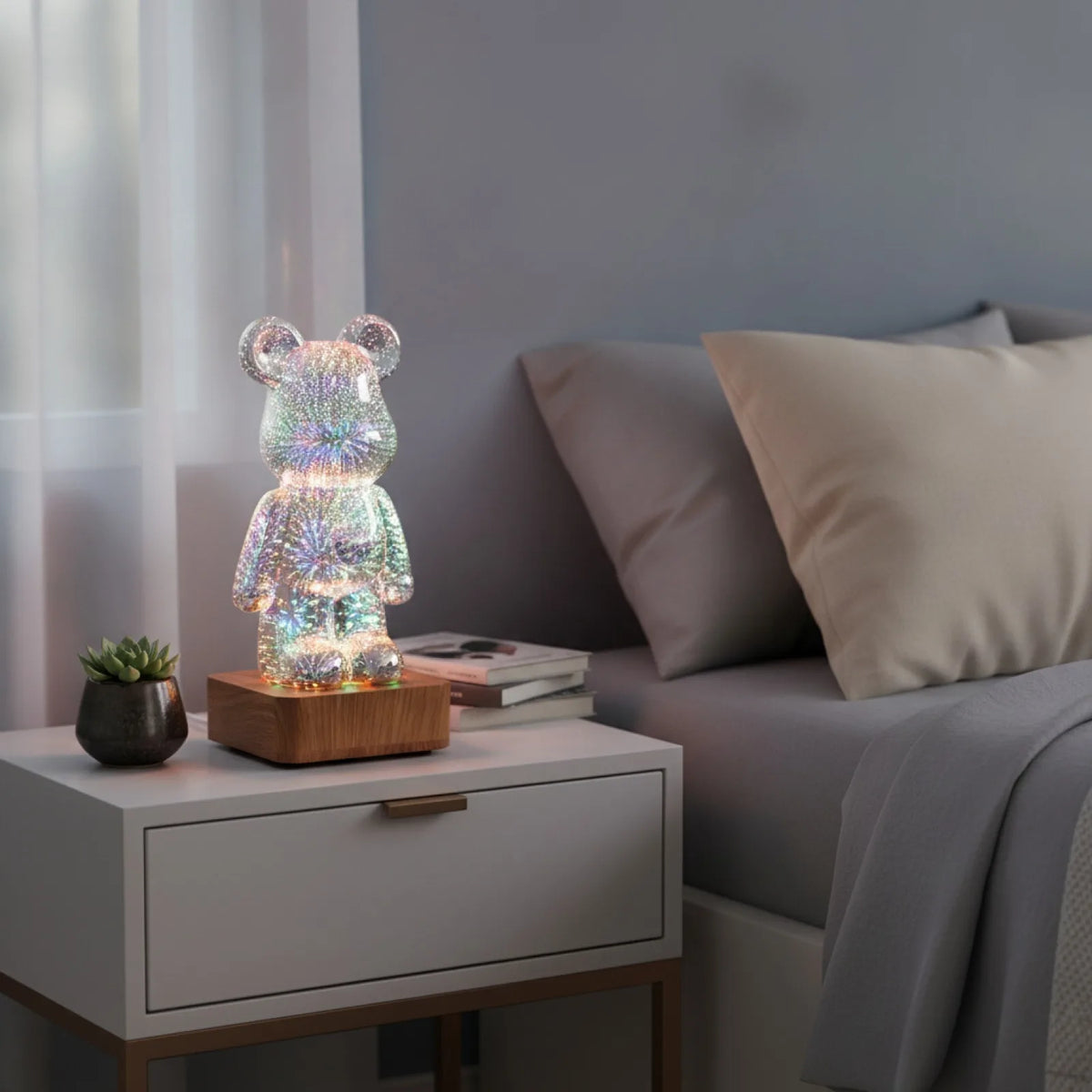Veilleuse Projecteur Ours 3D Feux d'Artifice LED