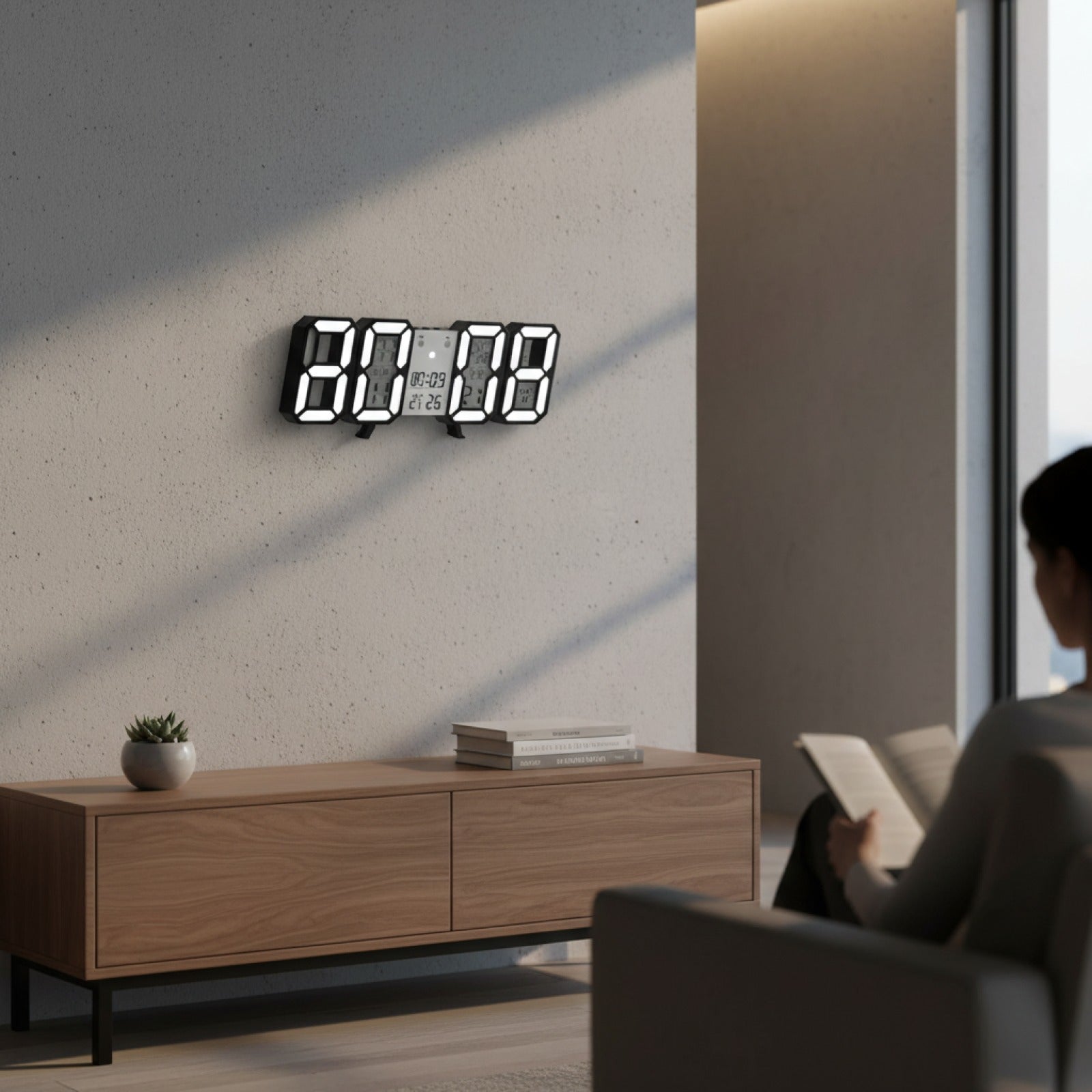 Veilleuse Horloge Murale LED Digitale 3D : Affichage Heure, Date et Température