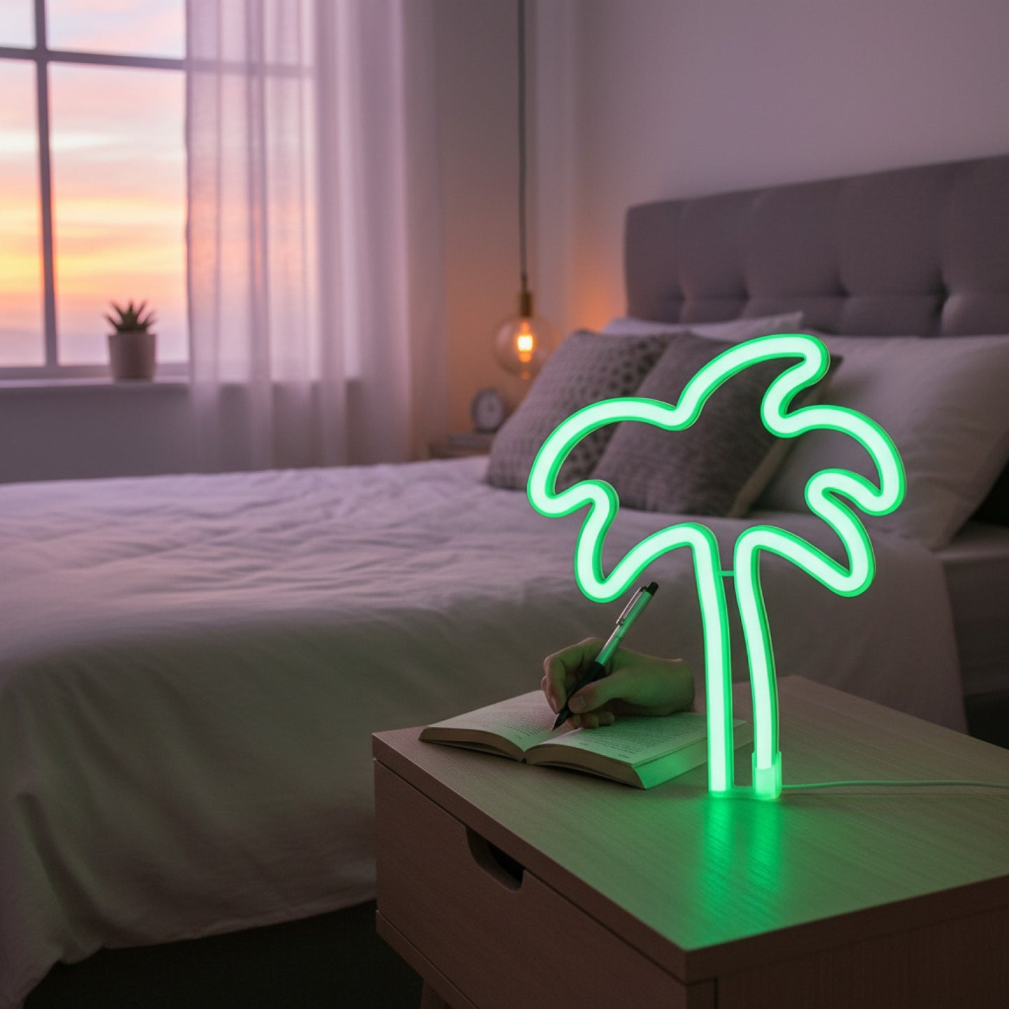 Veilleuse Néon LED Palmier - Ambiance Tropicale Moderne