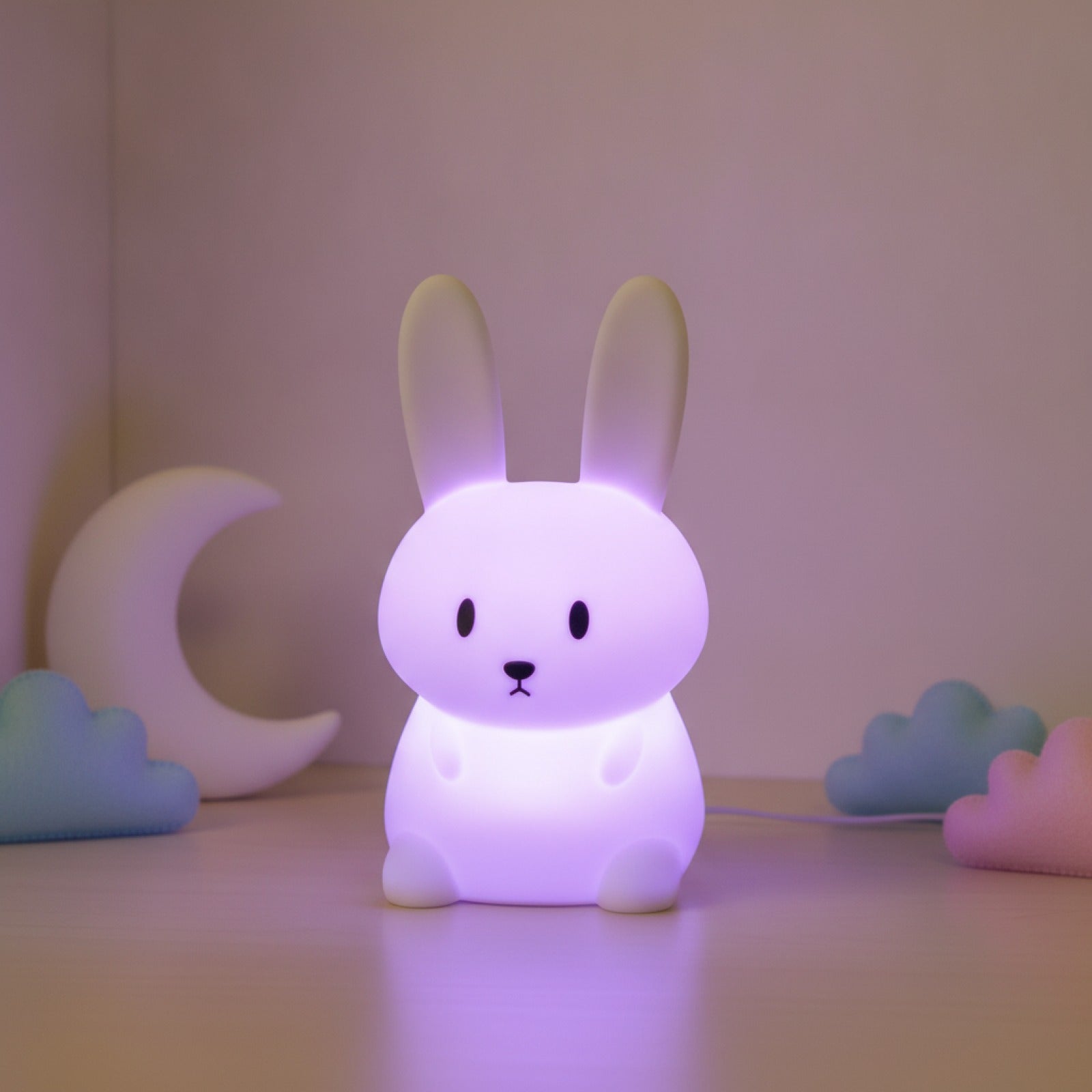 Veilleuse Lapin LED Silicone Tactile RGB - Lampe d'Ambiance Rechargeable pour Chambre d'Enfant