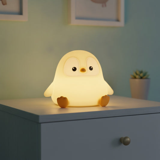 Veilleuse LED Pingouin Mignonne Rechargeable - Lampe de Chevet Dimmable pour Chambre d'Enfant et Dortoir