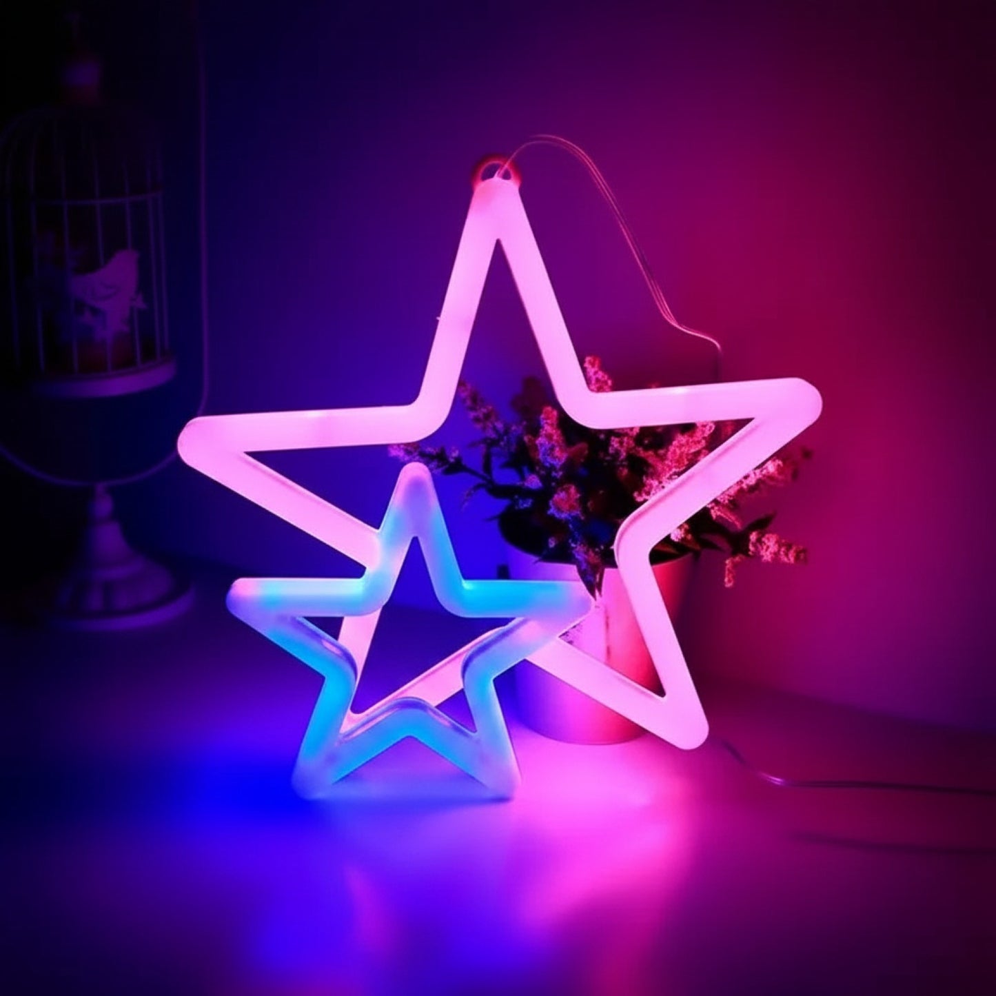 Veilleuse LED Néon "Fire Moon Star" pour Mur - Décoration Lumineuse Ambiance
