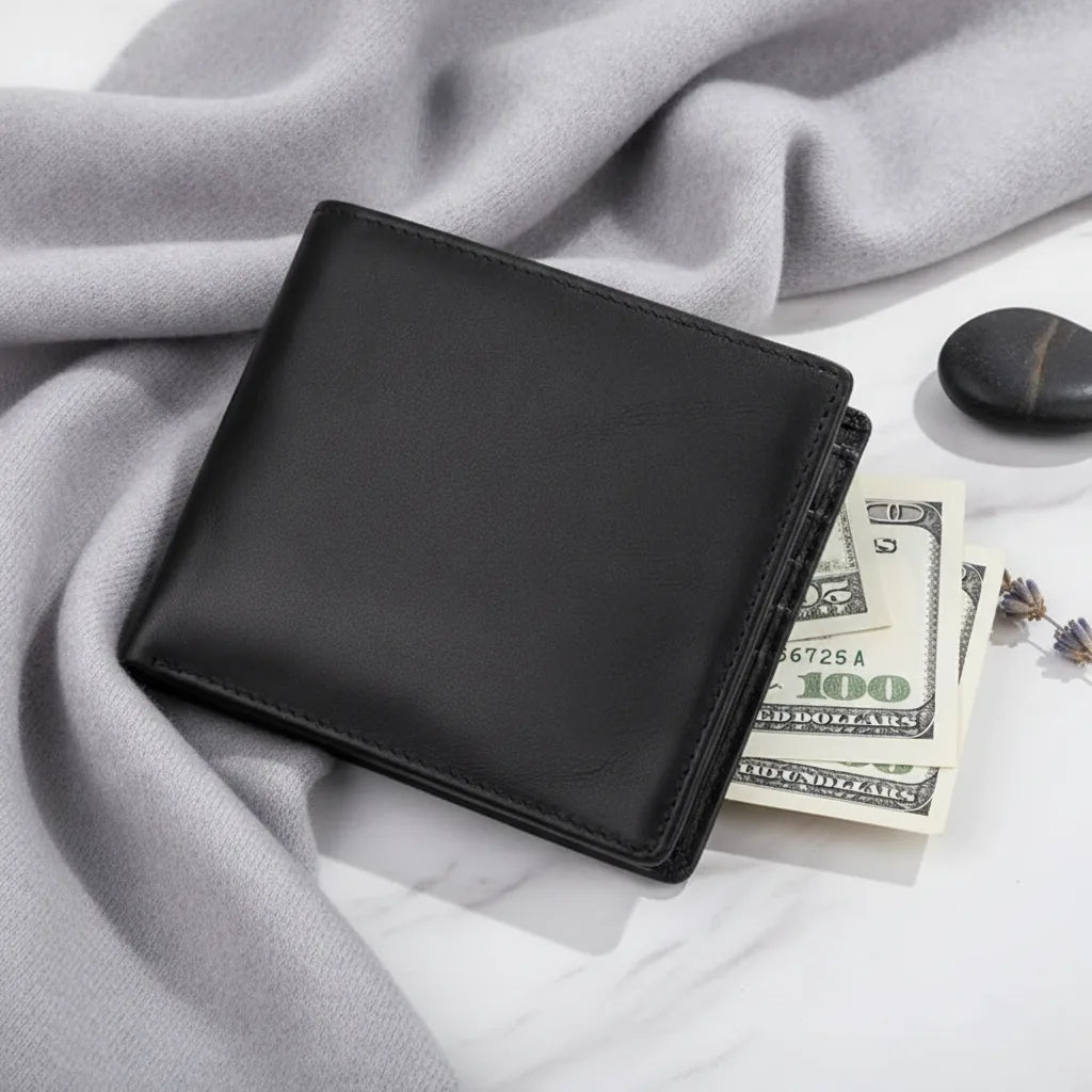 Portefeuille homme MACHOSSY en cuir véritable, petit porte-carte