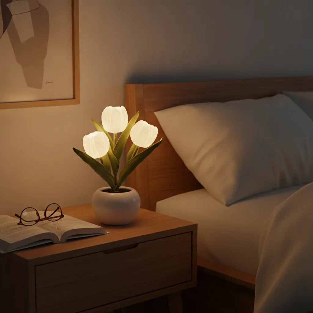 Lampe LED Tulipe : Lumière Douce & Déco Florale