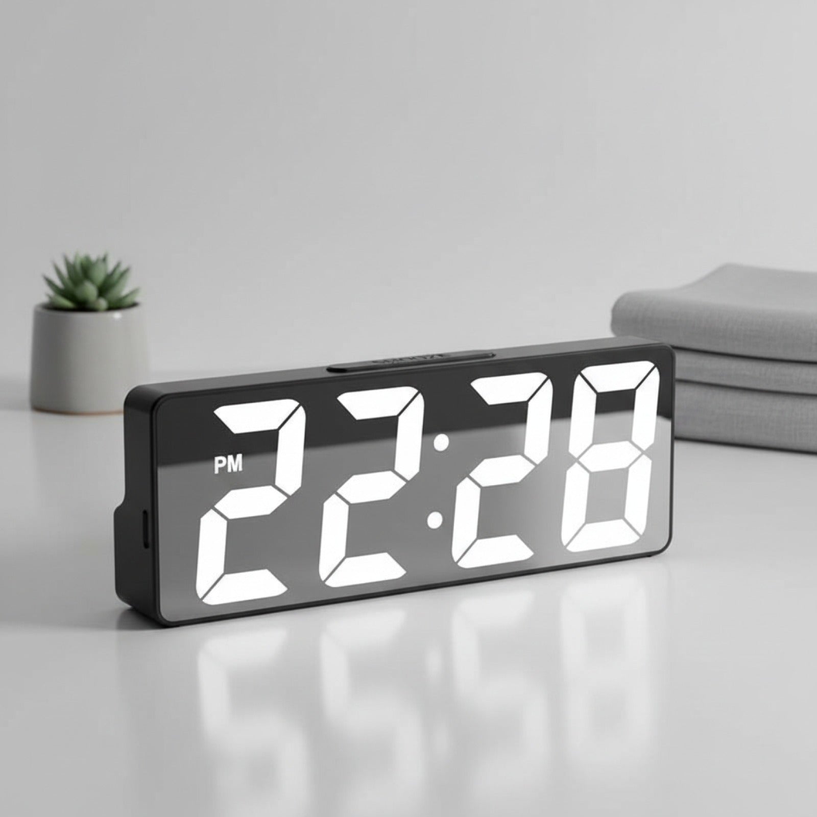 Veilleuse Horloge Numérique LED avec Affichage Température et Luminosité Réglable