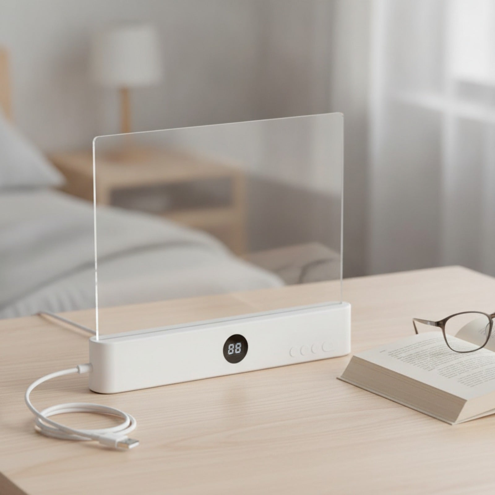 Veilleuse LED Plate avec Protection Oculaire, Rechargeable USB