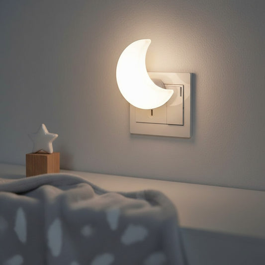 Veilleuse LED Lune Murale - Mini Lampe de Nuit pour Chambre d'Enfant, Salon (Prise EU/US)