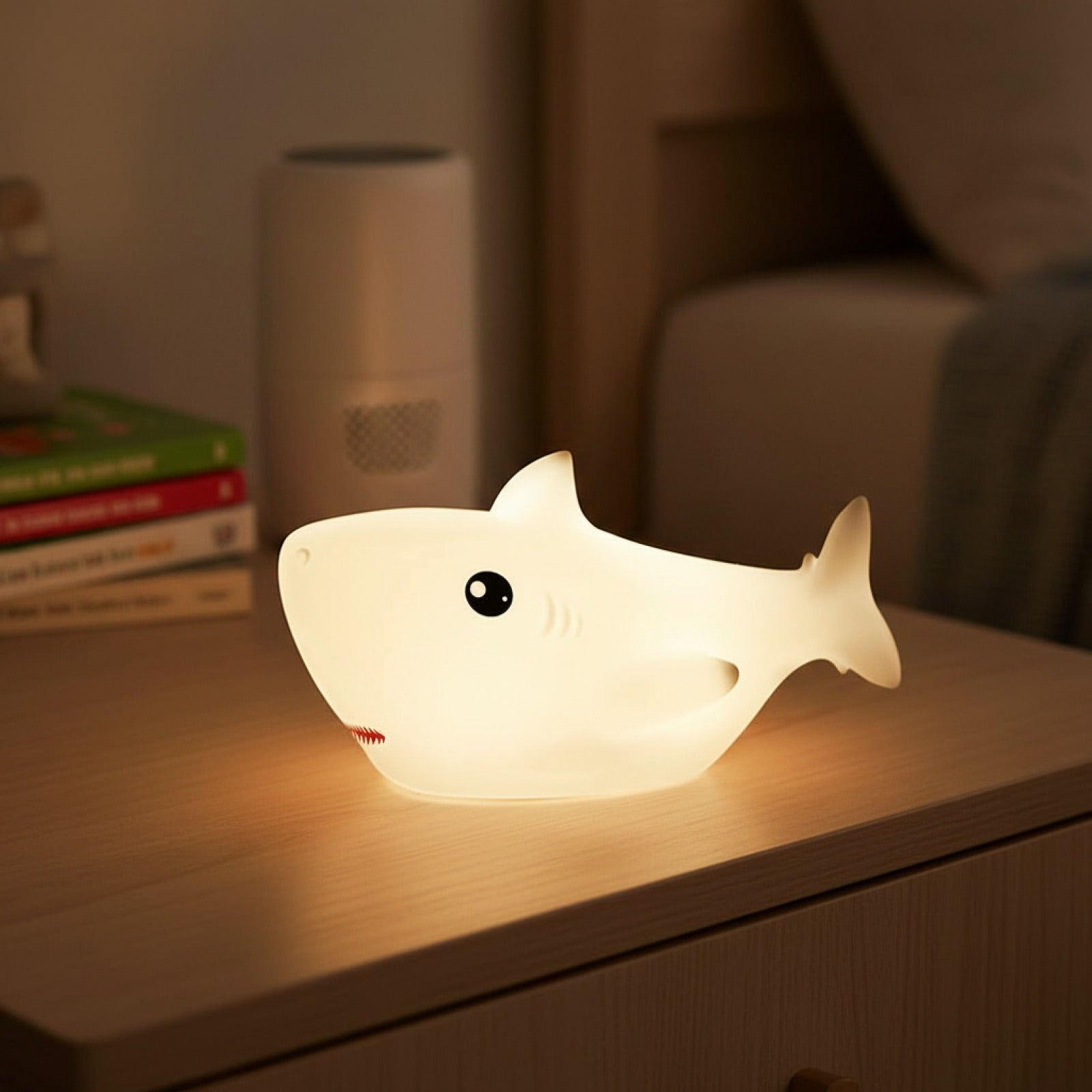 Veilleuse LED Requin Mignon - Rechargeable USB & Lampe d'Ambiance pour Chambre d'Enfant