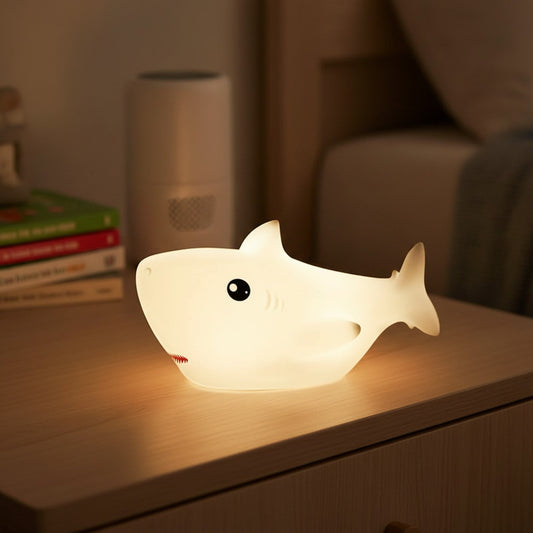 Veilleuse LED Requin Mignon - Rechargeable USB & Lampe d'Ambiance pour Chambre d'Enfant