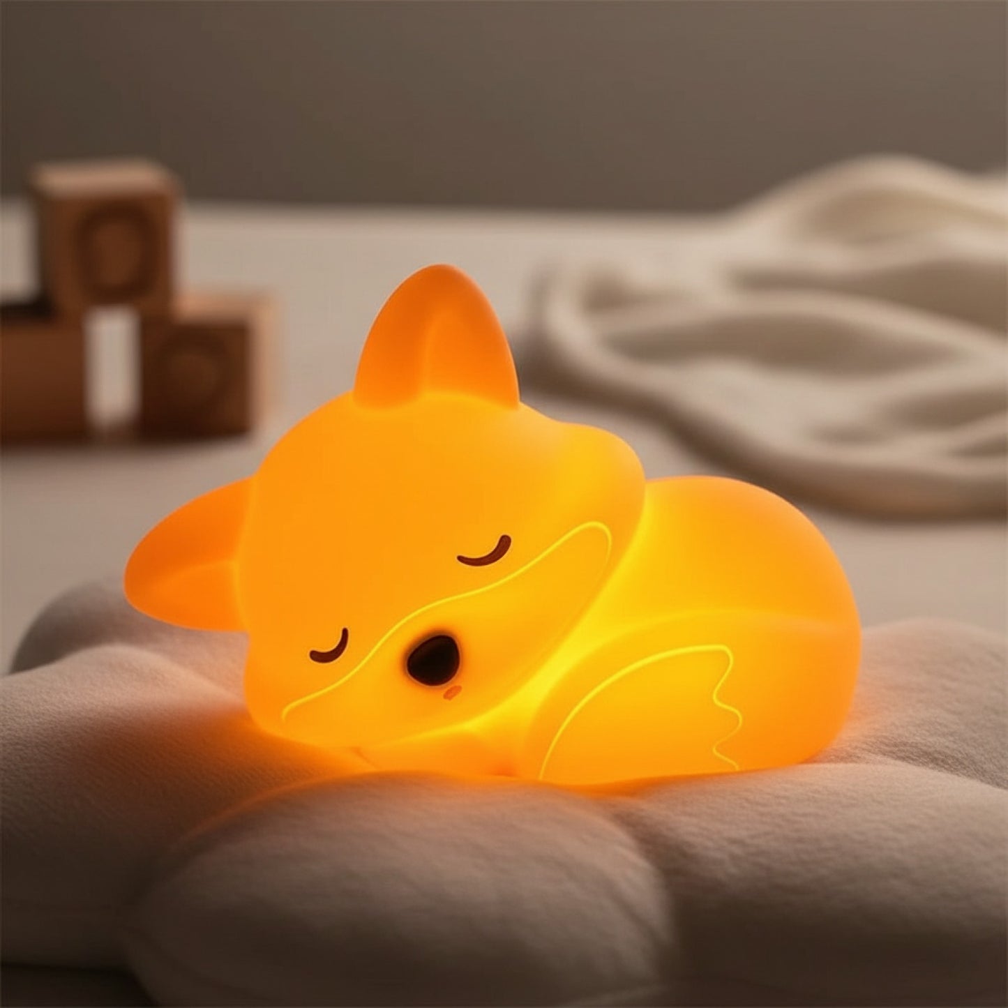 Veilleuse Renard "Le Petit Renard Dormeur" - Douce Lumière Réglable pour Bébé