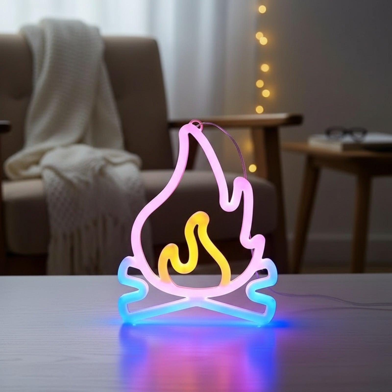 Veilleuse Néon LED Feu de Camp - Ambiance Chaleureuse et Moderne